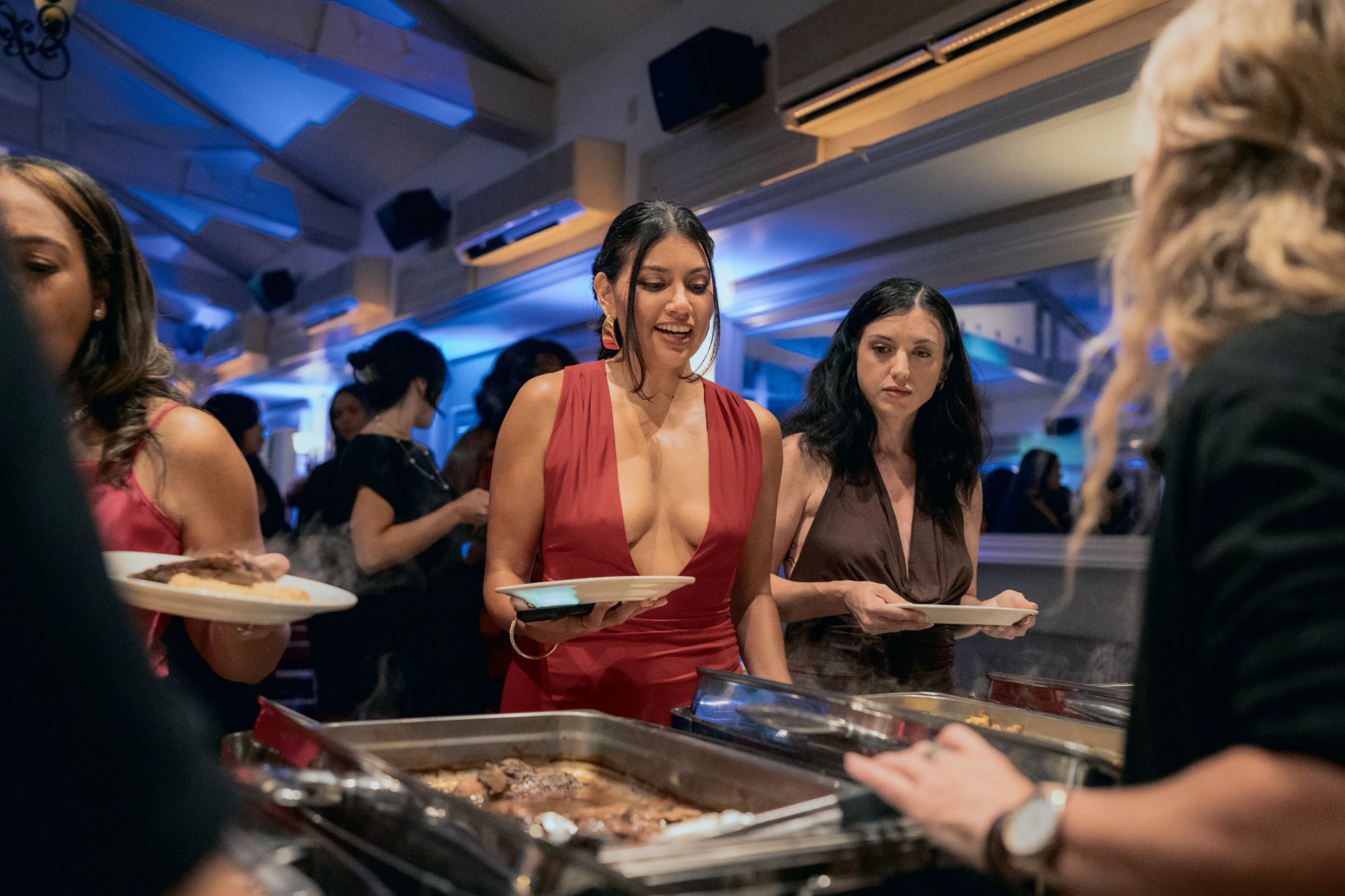Diana Romero at the buffet at the Club West gala
