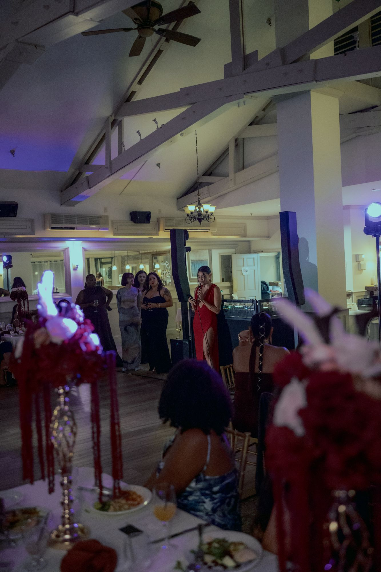 Diana Romero giving her speech at the Club West gala